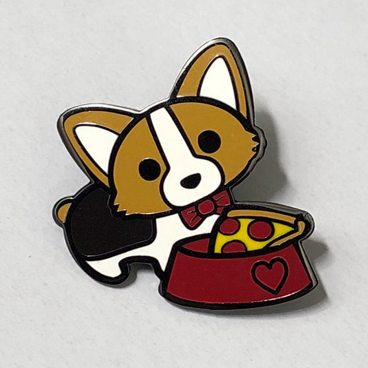 Pupperoni Pizza - Tricolor Corgi - Hard Enamel Pin 1"