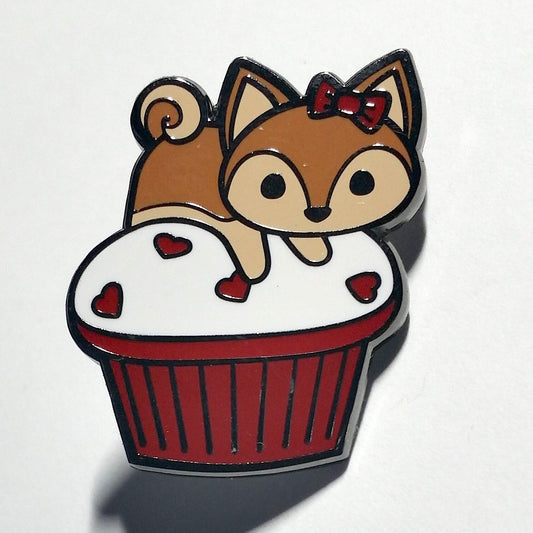 Sesame Pupcake Pin - Cute Shiba Dog Cupcake, Sesame Hard Enamel Pin, Dog Lover Pin, Animal Lover Pin, Animal Brooch, Dog Cartoon Art