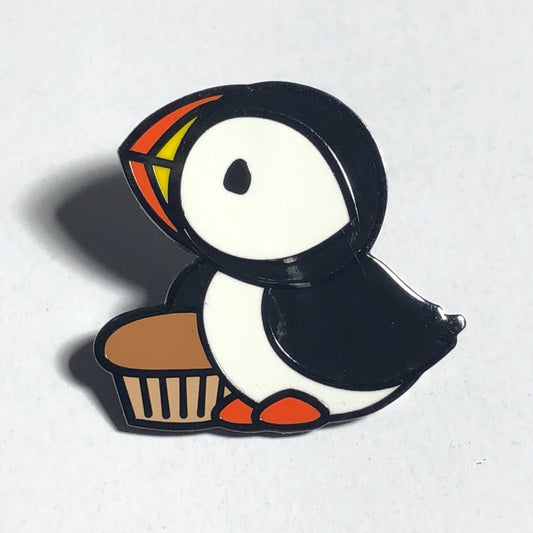 Puffin Muffin - Hard Enamel Pin, Puffin Enamel Pin, Puffin Bird Lover, Muffin Pin, Puffin Gift, Cute Baby Puffin Cartoon Pin