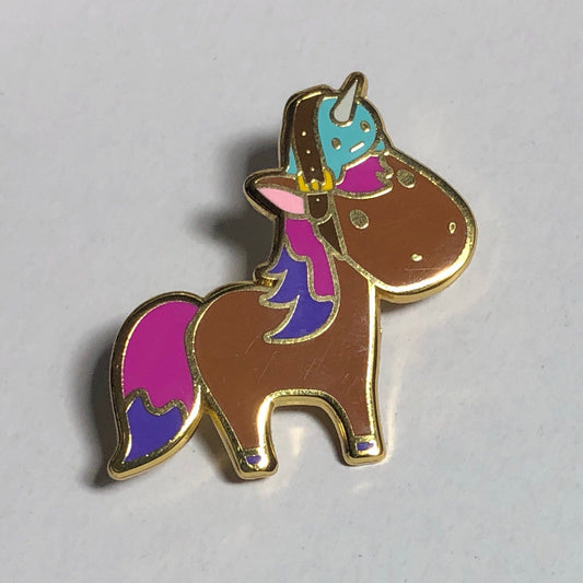 Brown Magical Unicorn - Hard Enamel Pin, Brown Unicorn Enamel Pin