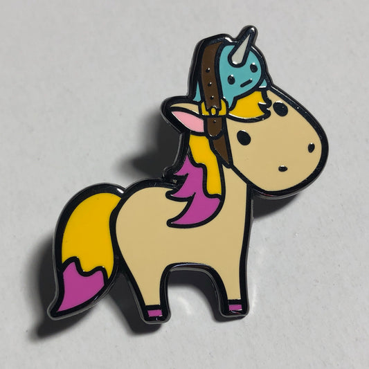 Tan Magical Unicorn - Hard Enamel Pin, Narwhal Unicorn Pin, Narwhal Unicorn Brooch, Narwhal Unicorn Gift