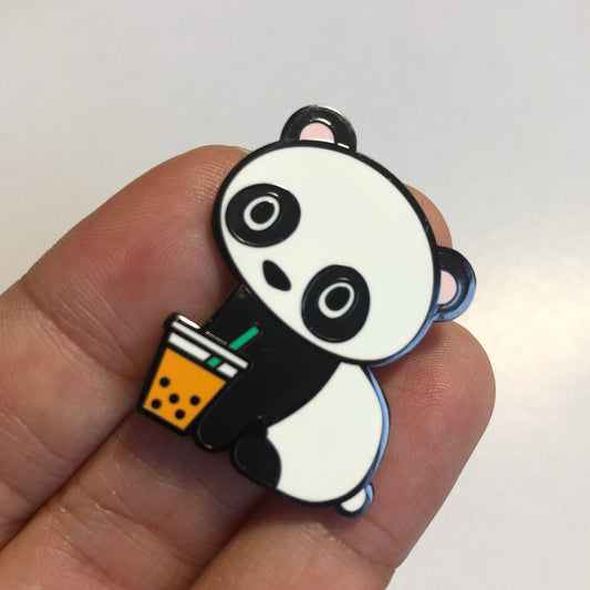 Boba Panda ThaiTea - Hard Enamel Pin, Thai Tea Boba Pin, Thai Tea Enamel Pin, Thai Tea Art Pin, Thai Tea Lover, Boba Tea Gift