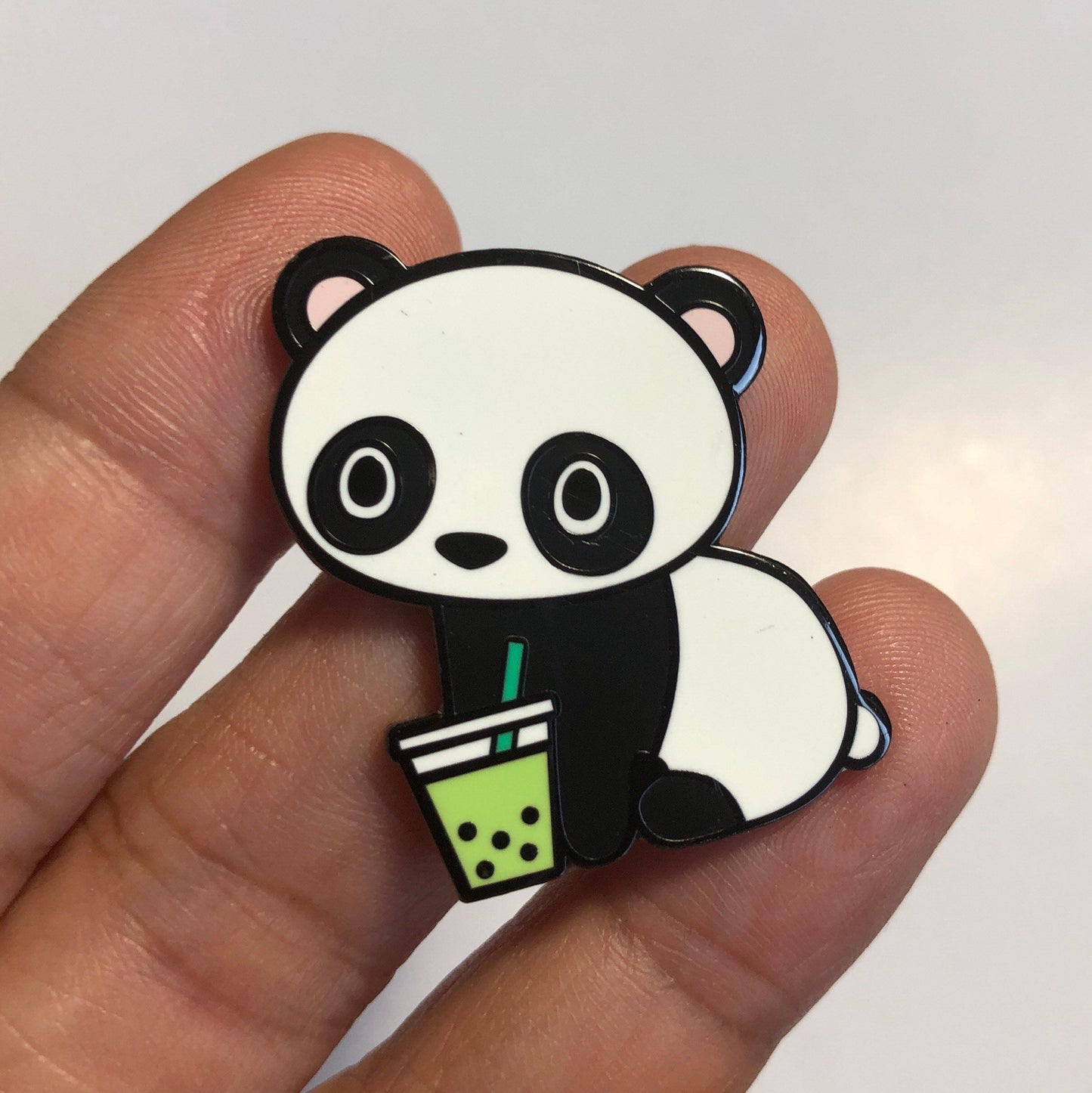 Panda Boba Matcha - Hard Enamel Pin, Panda Pin, Cute Panda Cartoon, Panda Enamel Pin