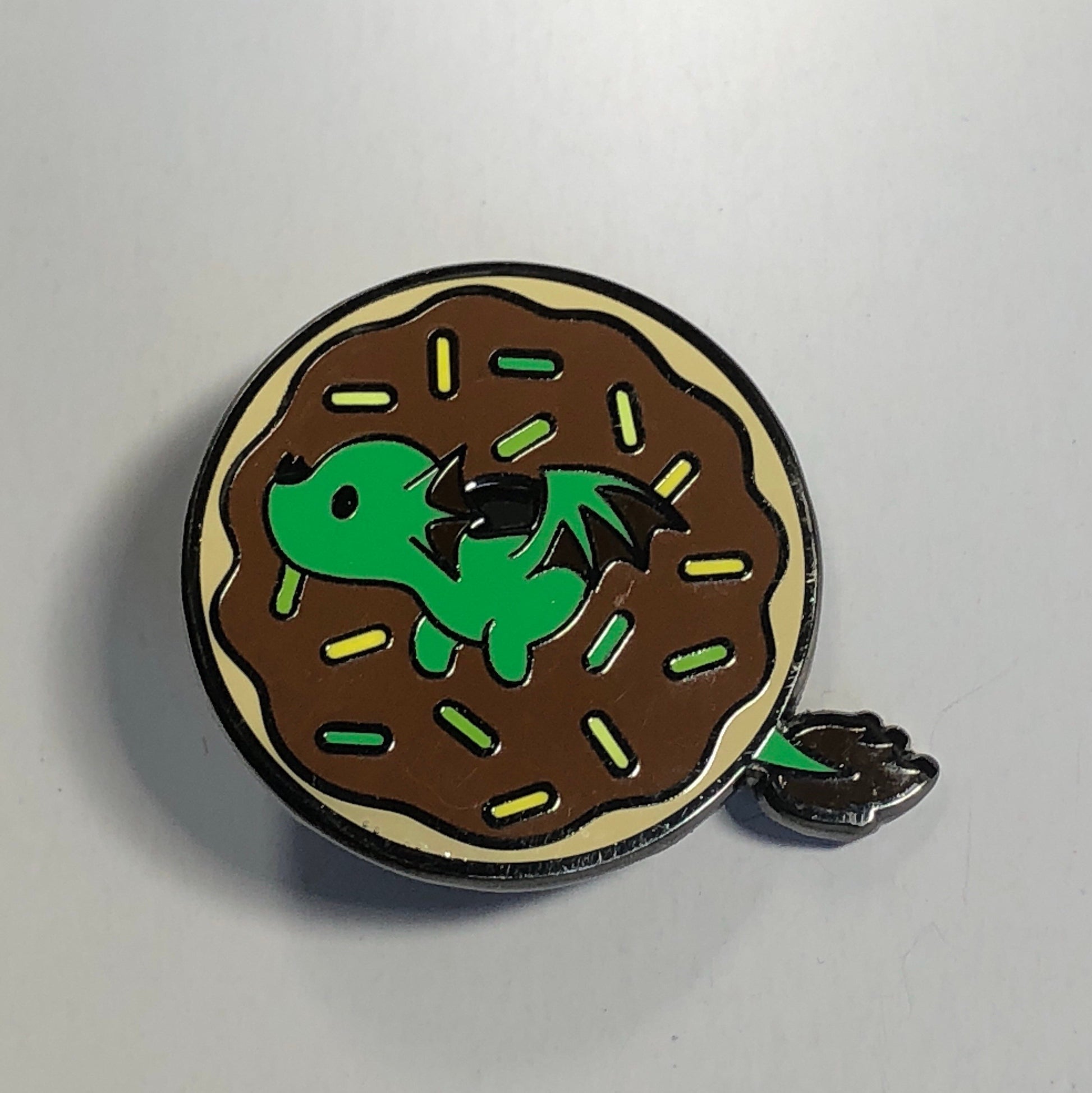 Donut Dragon - Earth - Hard Enamel Pin, Earth Dragon Art Pin, Earth Dragon Gift, Earth Dragon Cartoon, Green Dragon