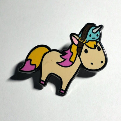 Tan Magical Unicorn - Hard Enamel Pin, Narwhal Unicorn Pin, Narwhal Unicorn Brooch, Narwhal Unicorn Gift