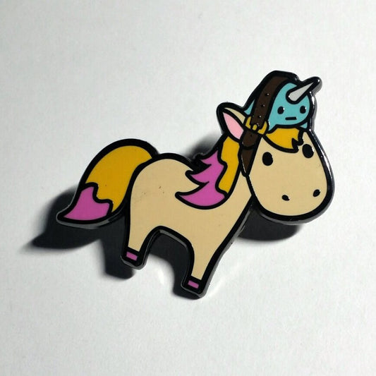 Tan Magical Unicorn - Hard Enamel Pin, Narwhal Unicorn Pin, Narwhal Unicorn Brooch, Narwhal Unicorn Gift