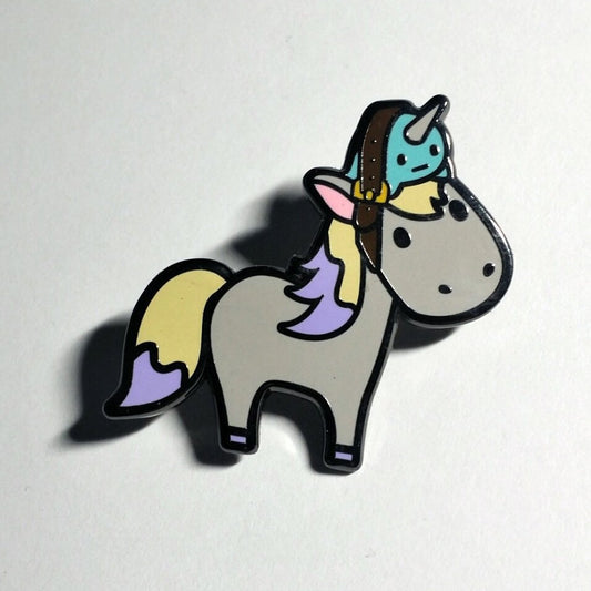 Grey Magical Unicorn - Hard Enamel Pin, Magical Unicorn Brooch, Grey Unicorn Birthday Gift, Unicorn Print Pin