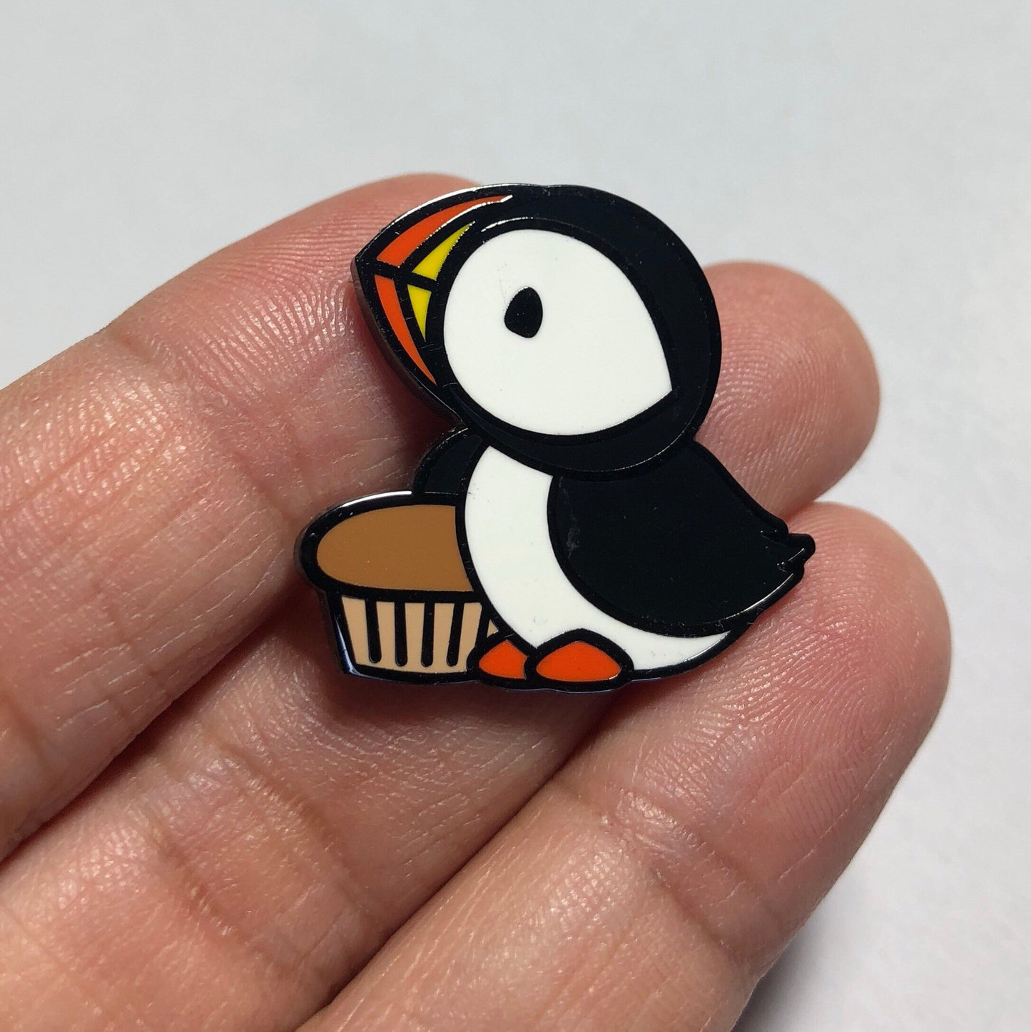 Puffin Muffin - Hard Enamel Pin, Puffin Enamel Pin, Puffin Bird Lover, Muffin Pin, Puffin Gift, Cute Baby Puffin Cartoon Pin