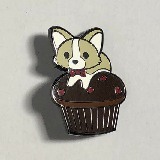 Pupcake Cream Corgi Enamel Pin, Cartoon Corgi Puppy Pin, Corgi Cupcake Pin, Corgi Gift, Corgi Birthday Gift, Corgi Lover Pin