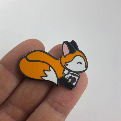 Tea Fox Hard Enamel Pin 1.25", fox pin, tea pin