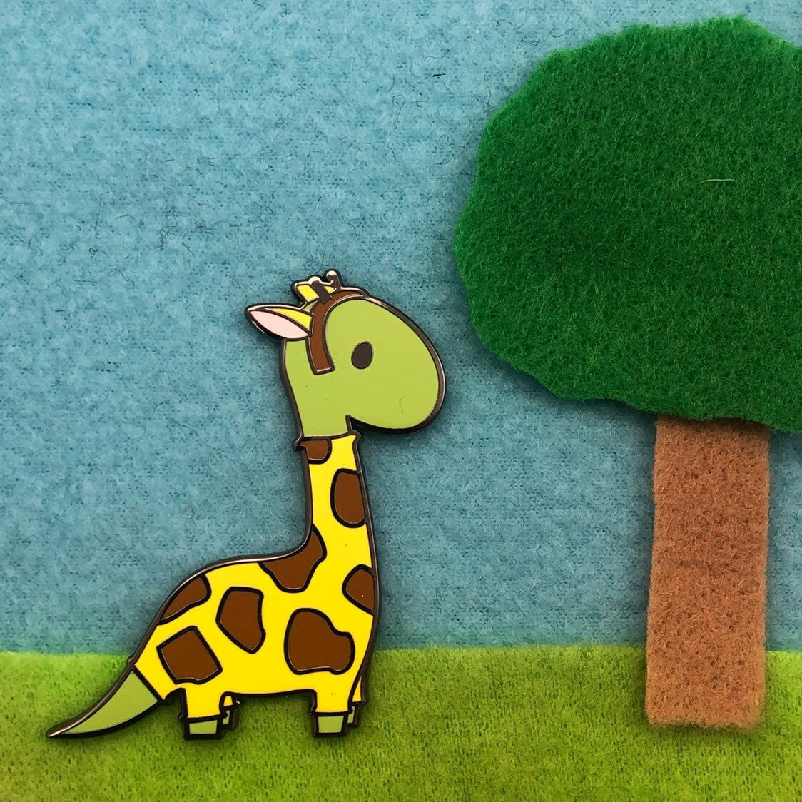 Giraffe Hard Enamel Pin - giraffe pin, dinosaur pin, costume pin, cute dinosaur pin, brontosaurus pin