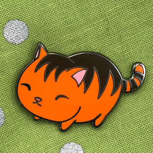 Fat Orange Tabby Cat Enamel Pin, Cartoon Cat Pin, Chubby Cat Pin, Chonky Cat Art Pin, Cute Fat Cat Gift