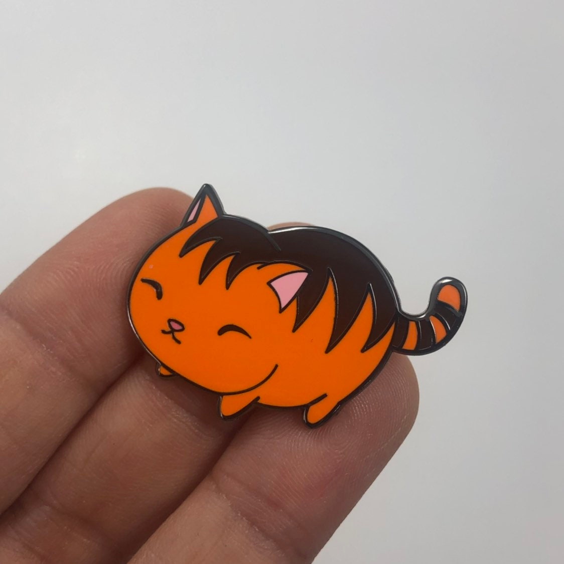 Fat Orange Tabby Cat Enamel Pin, Cartoon Cat Pin, Chubby Cat Pin, Chonky Cat Art Pin, Cute Fat Cat Gift