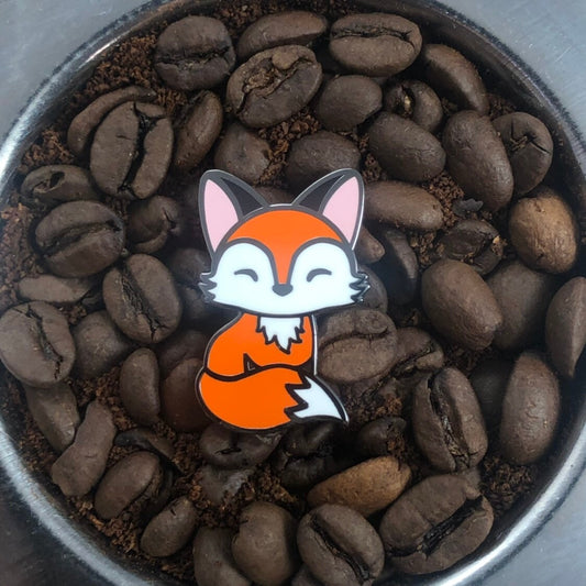 Coffee Fox Hard Enamel Pin 1.25"