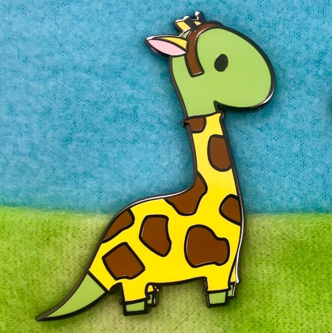 Giraffe Hard Enamel Pin - giraffe pin, dinosaur pin, costume pin, cute dinosaur pin, brontosaurus pin