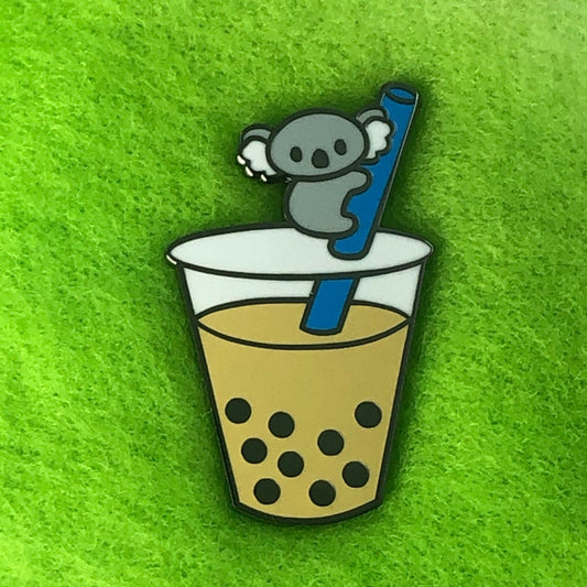 Koala-tea Boba - Milk Tea - Hard Enamel Pin 1.25", boba pin, koala pin