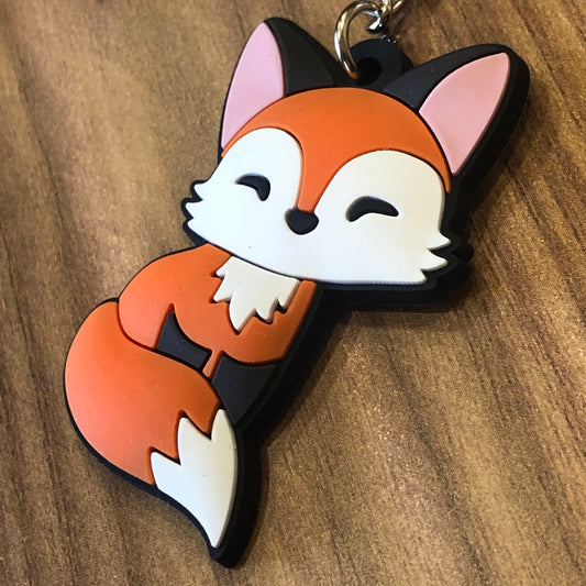 Coffee Fox keychain - fox keychain, cute fox, Cartoon fox charm, fox Gift, chibi fox keyring