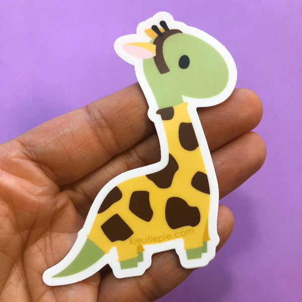 Dino Giraffe Durable Weatherproof Die Cut Matte Vinyl Sticker - car, water bottle, laptop