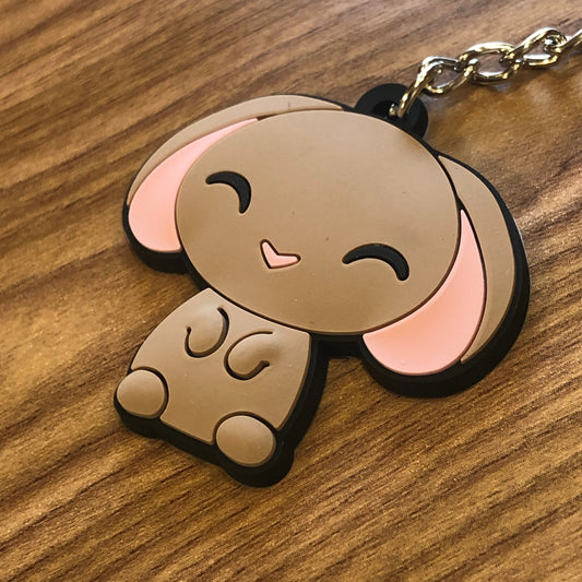 Cocoa Bunny keychain - bunny keychain, cute bunny rabbit, Cartoon bunny charm, brown bunny Gift, chibi bunny keyring