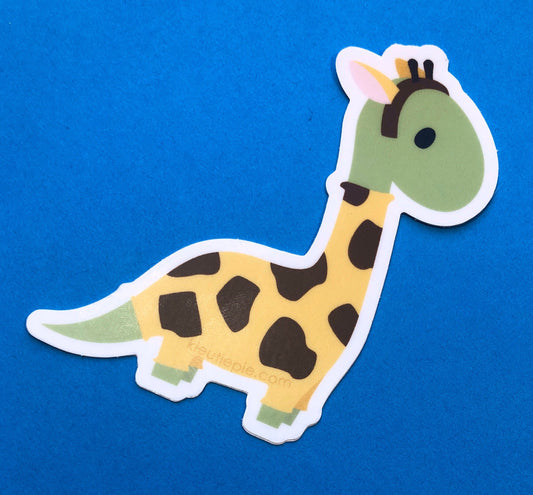 Dino Giraffe Durable Weatherproof Die Cut Matte Vinyl Sticker - car, water bottle, laptop