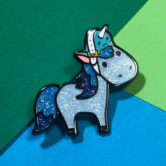 Magical Blue Glitter Unicorn - Hard Enamel Pin, Unicorn Lovers, Cute Unicorn Cartoon, Unicorn Art Pin, Girl Unicorn