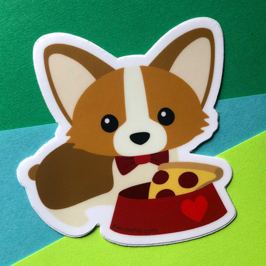 Pupperoni Pizza Corgi Durable Weatherproof Die Cut Matte Vinyl Sticker - car decal, water bottle sticker, laptop sticker