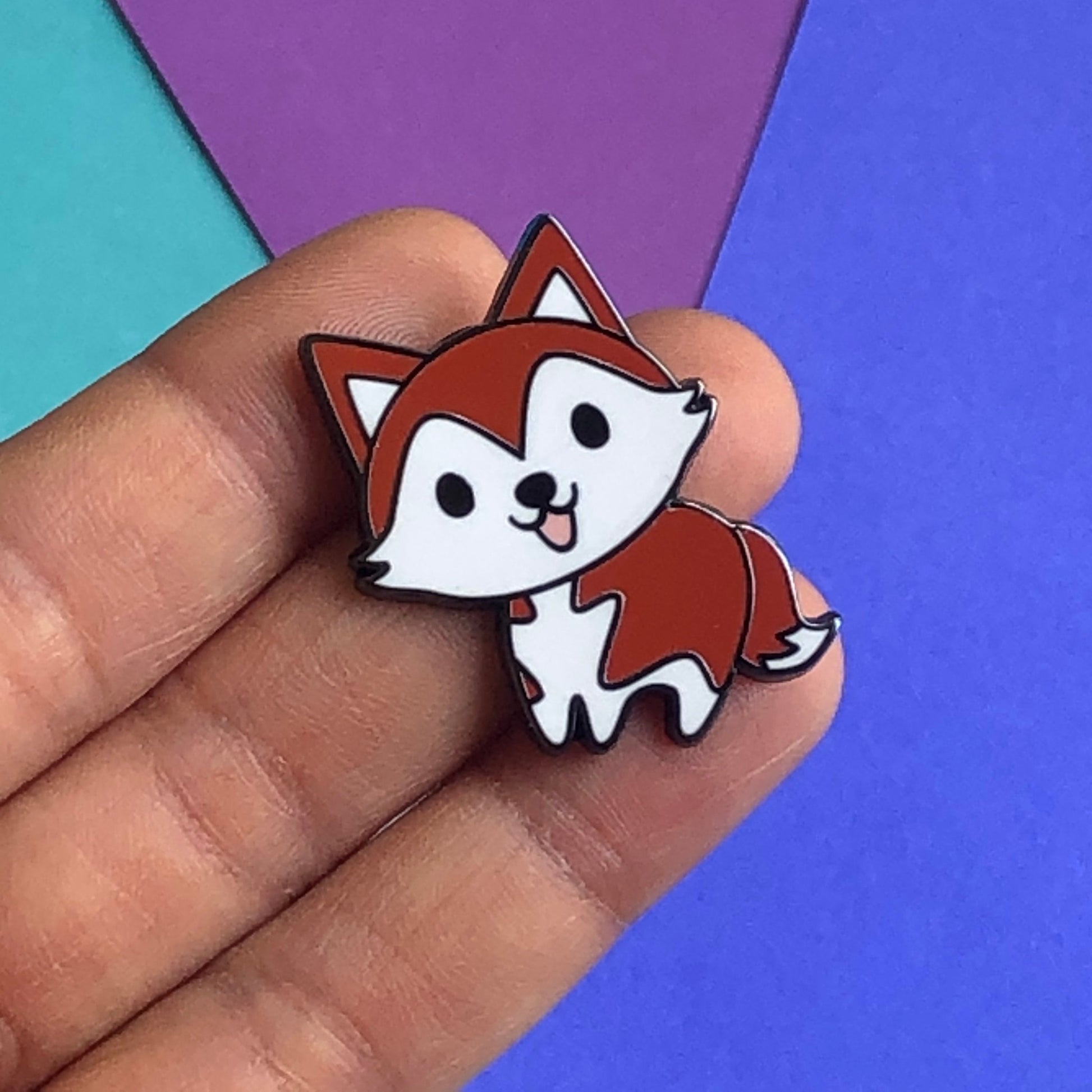 A Little Husky enamel pin, happy husky pin, cute husky pin, chibi husky puppy, happy dog pin