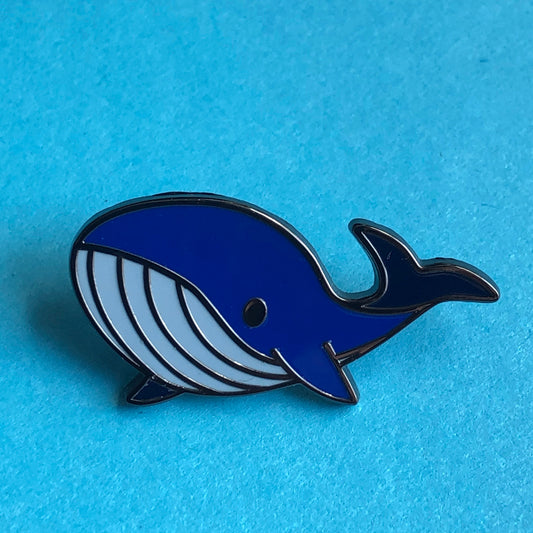 Not So Blue Whale Pin, blue whale pin, cute whale pin, cartoon whale art, whale enamel pin