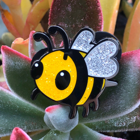 Glitter Bee - Cloisonné Hard Enamel Pin 1"