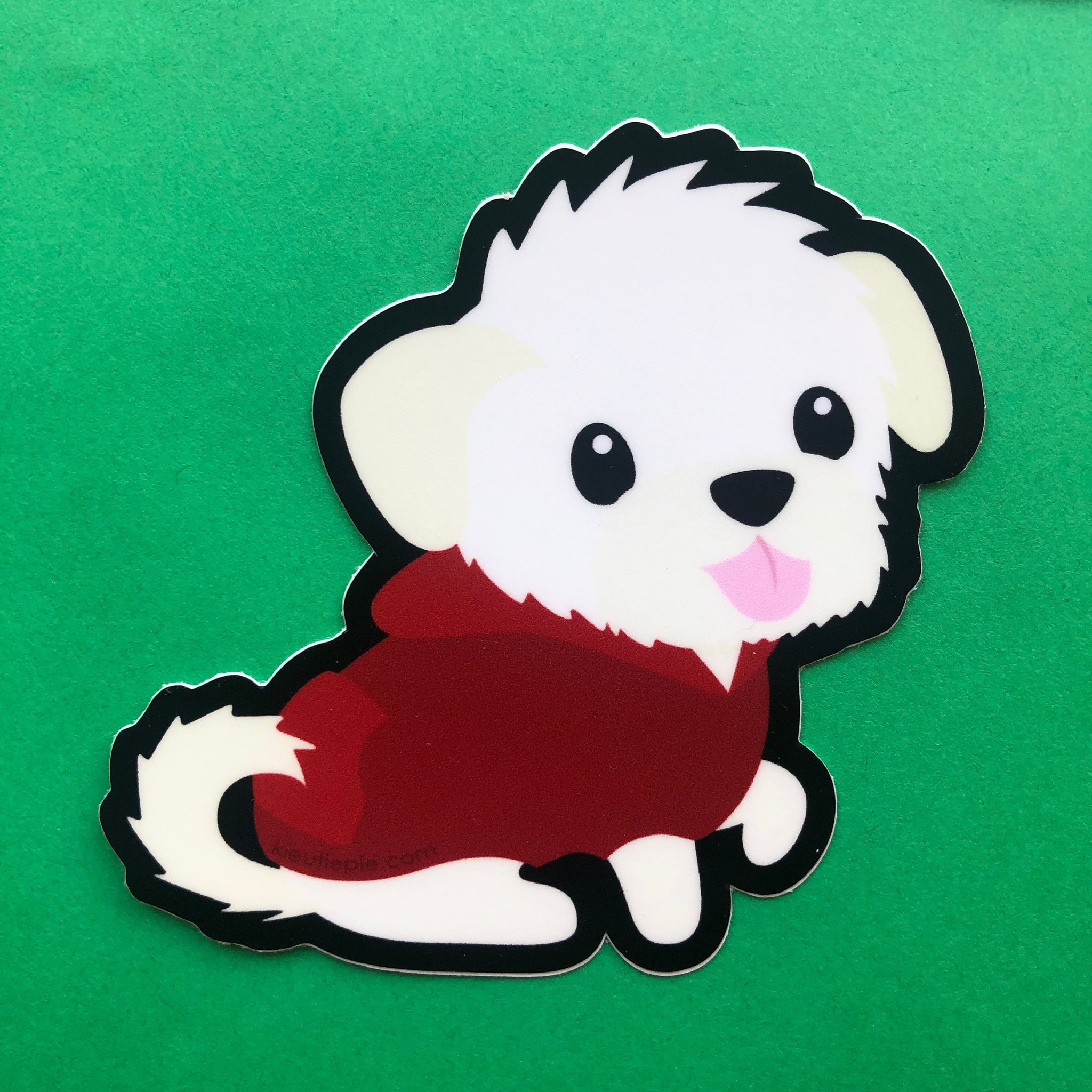 3" Vinyl Sticker - White Puppy in Hoodie Durable Weatherproof Matte Vinyl Sticker, car decal, water bottle sticker, laptop sticker