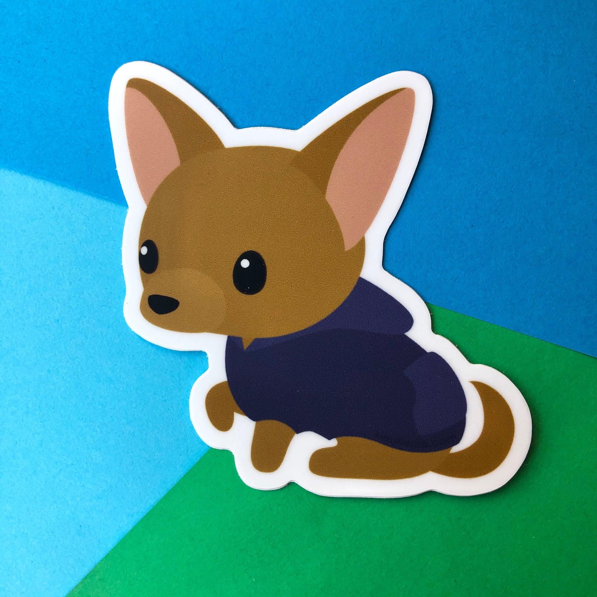 3" Vinyl Sticker - Chihuahua Puppy in Hoodie Durable Weatherproof Matte Vinyl Sticker - car decal, water bottle sticker, laptop sticker