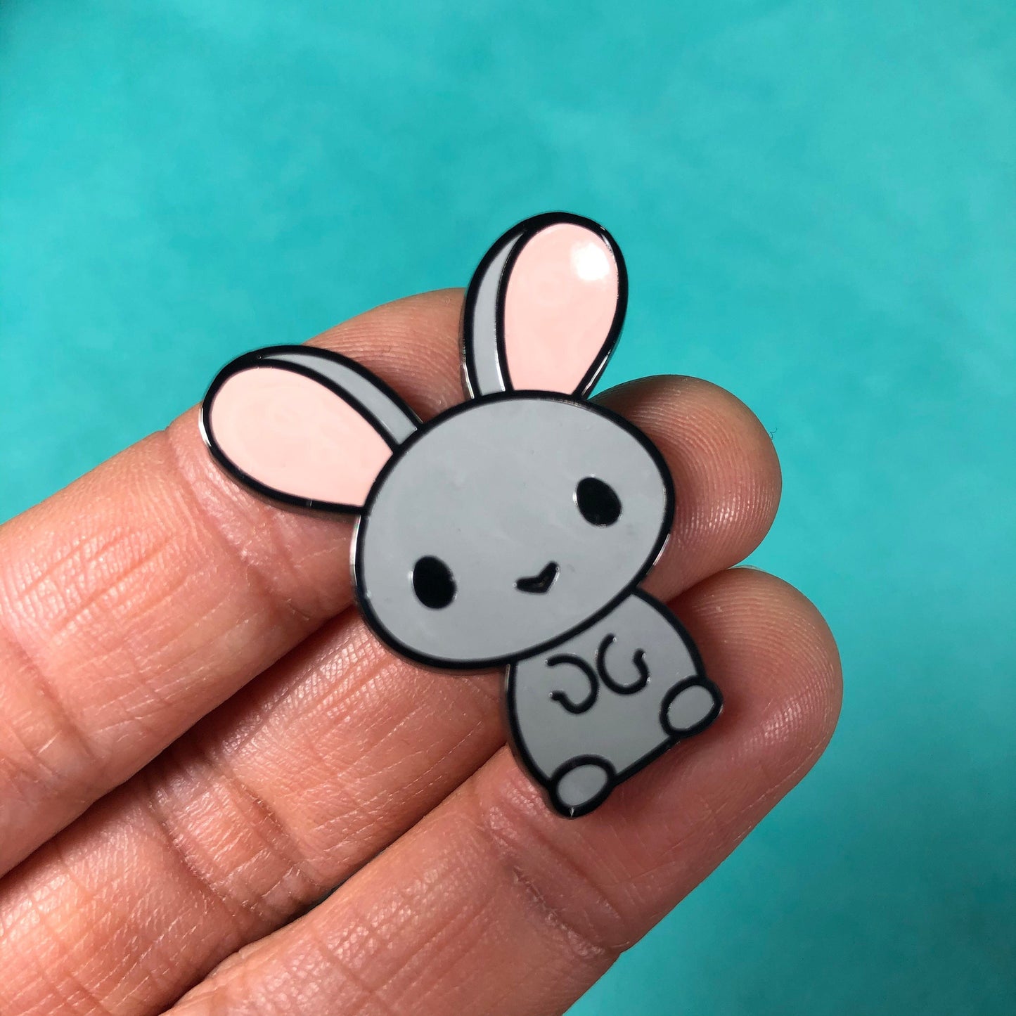 Grey Bunny Enamel Pin, All Ears Bunny, Gray Rabbit Pin, Bunny Art, Bunny cartoon, Pet Rabbit Pin, Bunny Love