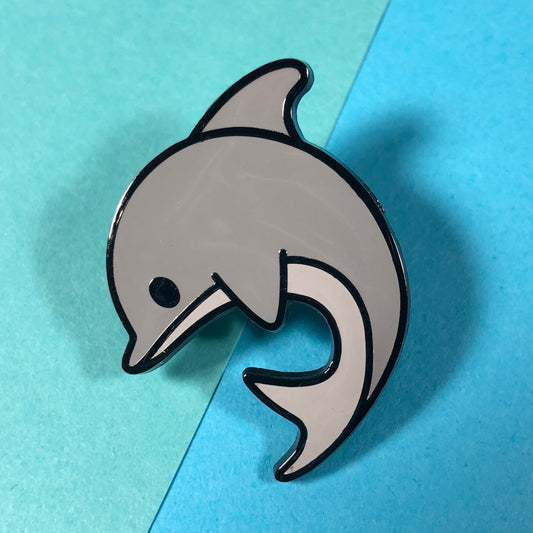 Grey Dolphin Enamel Pin, Dolphin Pin, Dolphin Art, Dolphin cartoon, Ocean Theme, Beach Lover