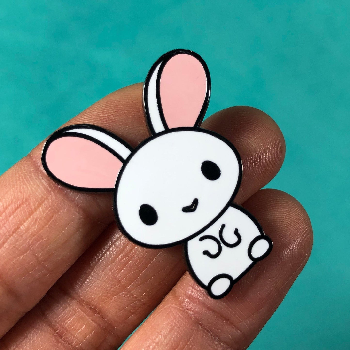 White Bunny Enamel Pin, All Ears Bunny, White Rabbit Pin, Bunny Art, Bunny cartoon, Pet Rabbit Pin, Bunny Love