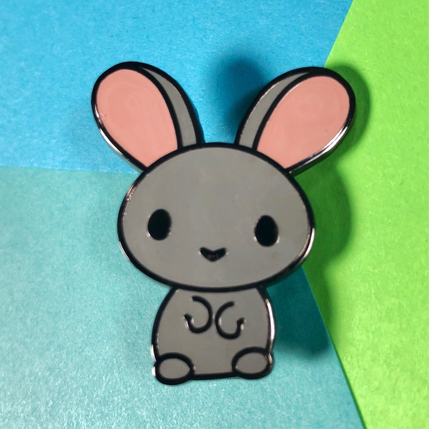 Grey Bunny Enamel Pin, All Ears Bunny, Gray Rabbit Pin, Bunny Art, Bunny cartoon, Pet Rabbit Pin, Bunny Love
