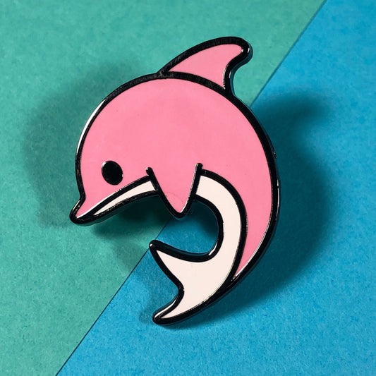 Pink and White Dolphin Enamel Pin, Pink Dolphin, Dolphin Pin, Dolphin Art, Dolphin cartoon, Ocean Theme, Beach Lover