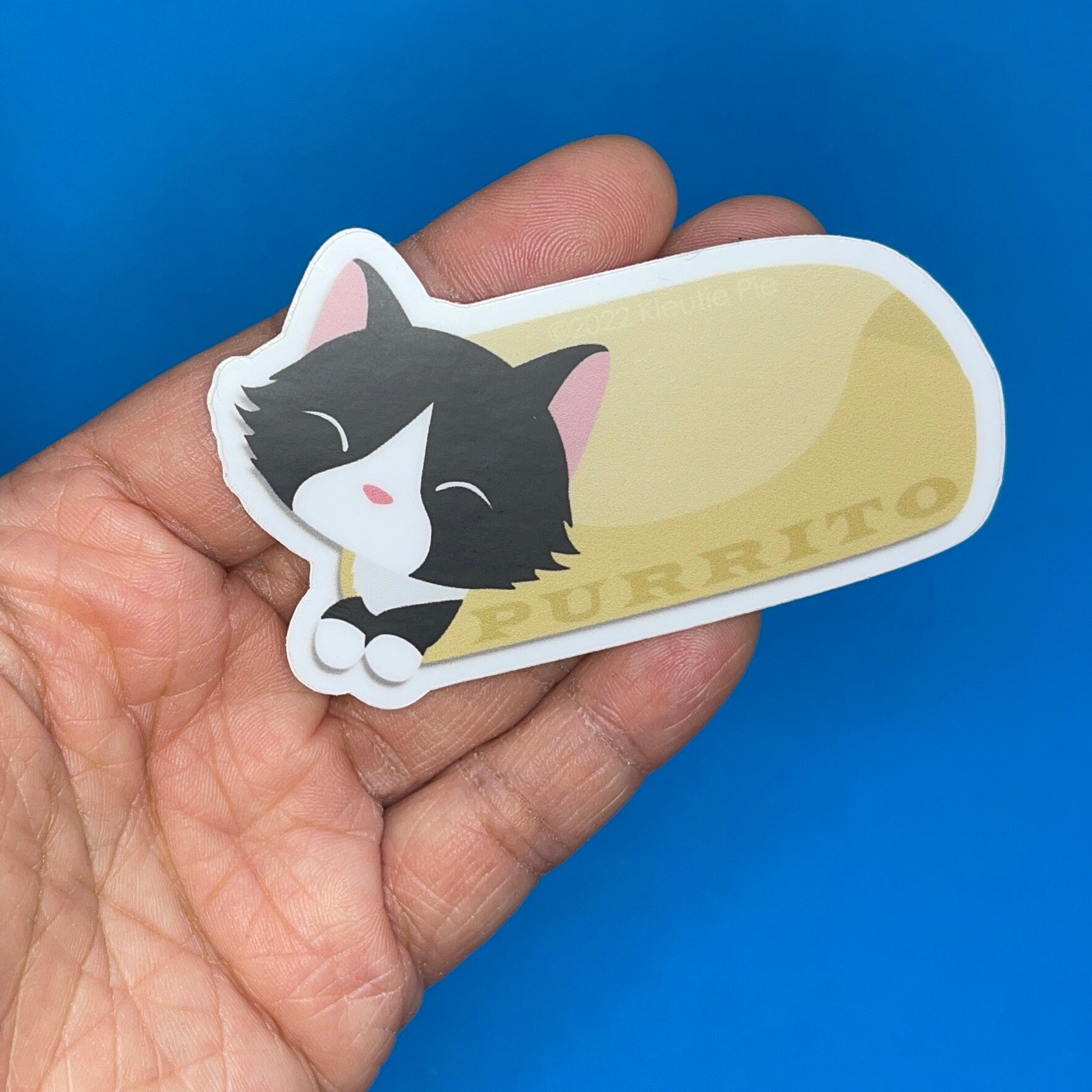 Tuxedo Purrito - Durable Weatherproof Die Cut Matte Vinyl Sticker - car, water bottle, laptop