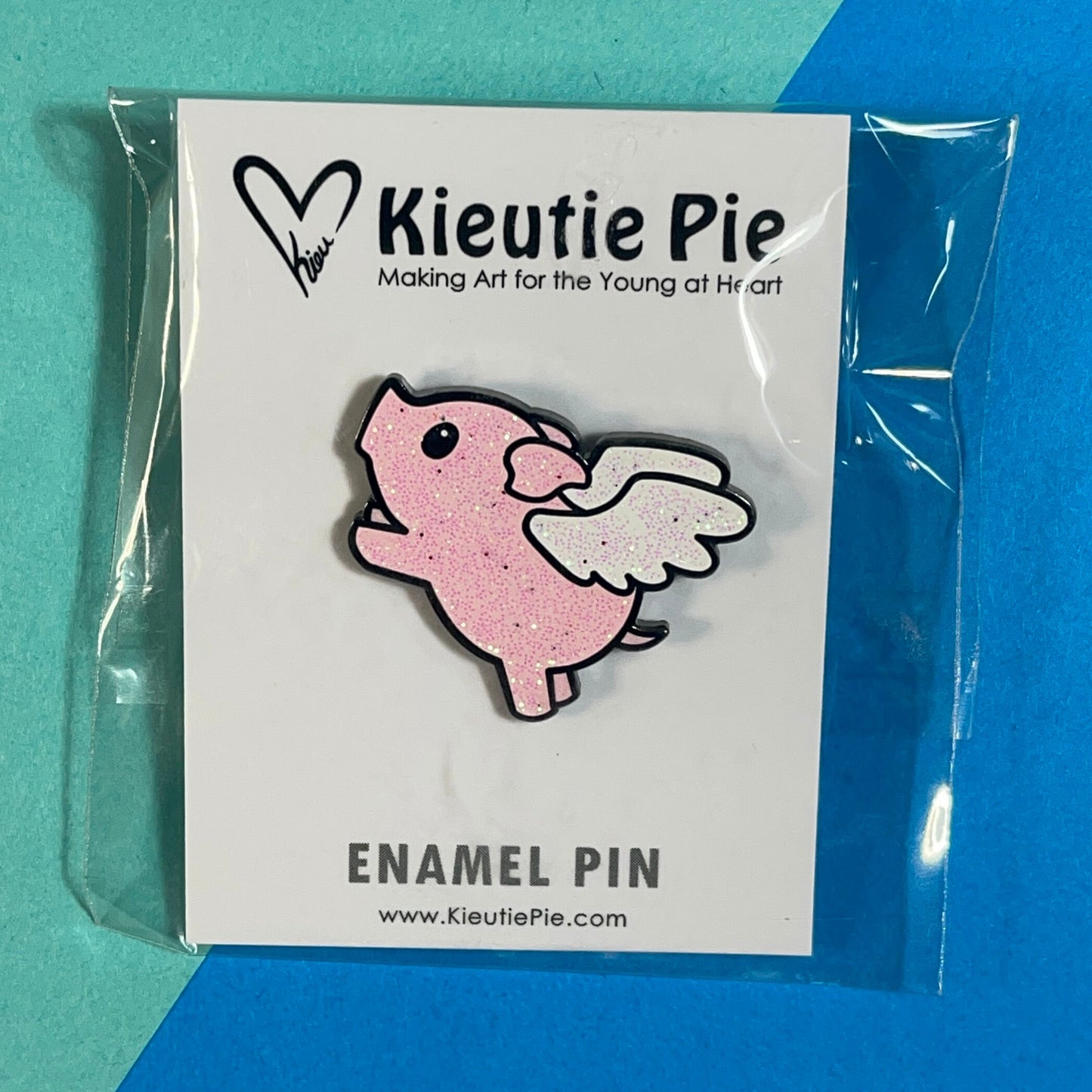 When Pigs Fly - Sparkle Pig - Glitter Hard Enamel Pin, flying pig pin, glitter pig pin, pink glitter pin, 1"