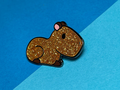 Glitter Capybara Hard Enamel Pin, Cute Capybara, Animal Pin Enamel, Capypara cartoon, lapel pin