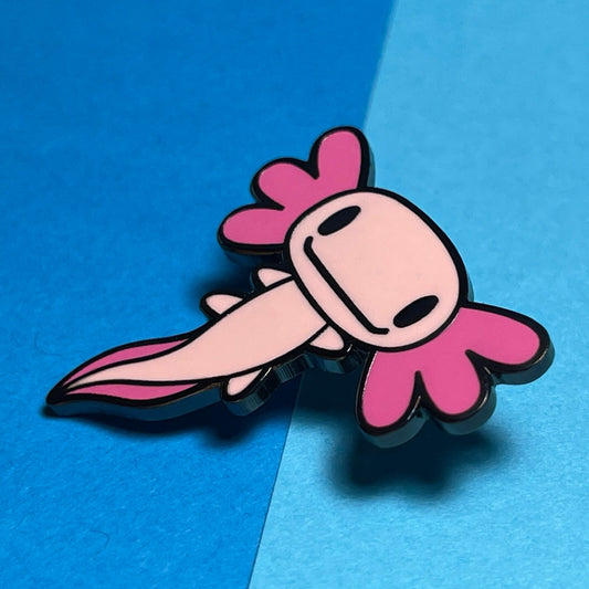 Axolotl Hard Enamel Pin - Pink, cute axolotl, animal enamel pin, axolotl cartoon, lapel pin