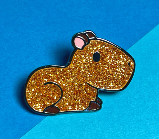 Glitter Capybara Hard Enamel Pin, Cute Capybara, Animal Pin Enamel, Capypara cartoon, lapel pin