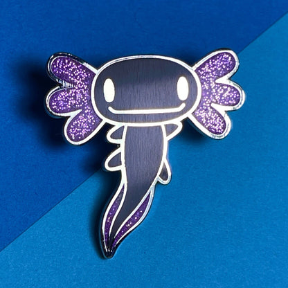 Axolotl Hard Enamel Pin - Black, cute axolotl, animal enamel pin, axolotl cartoon, lapel pin