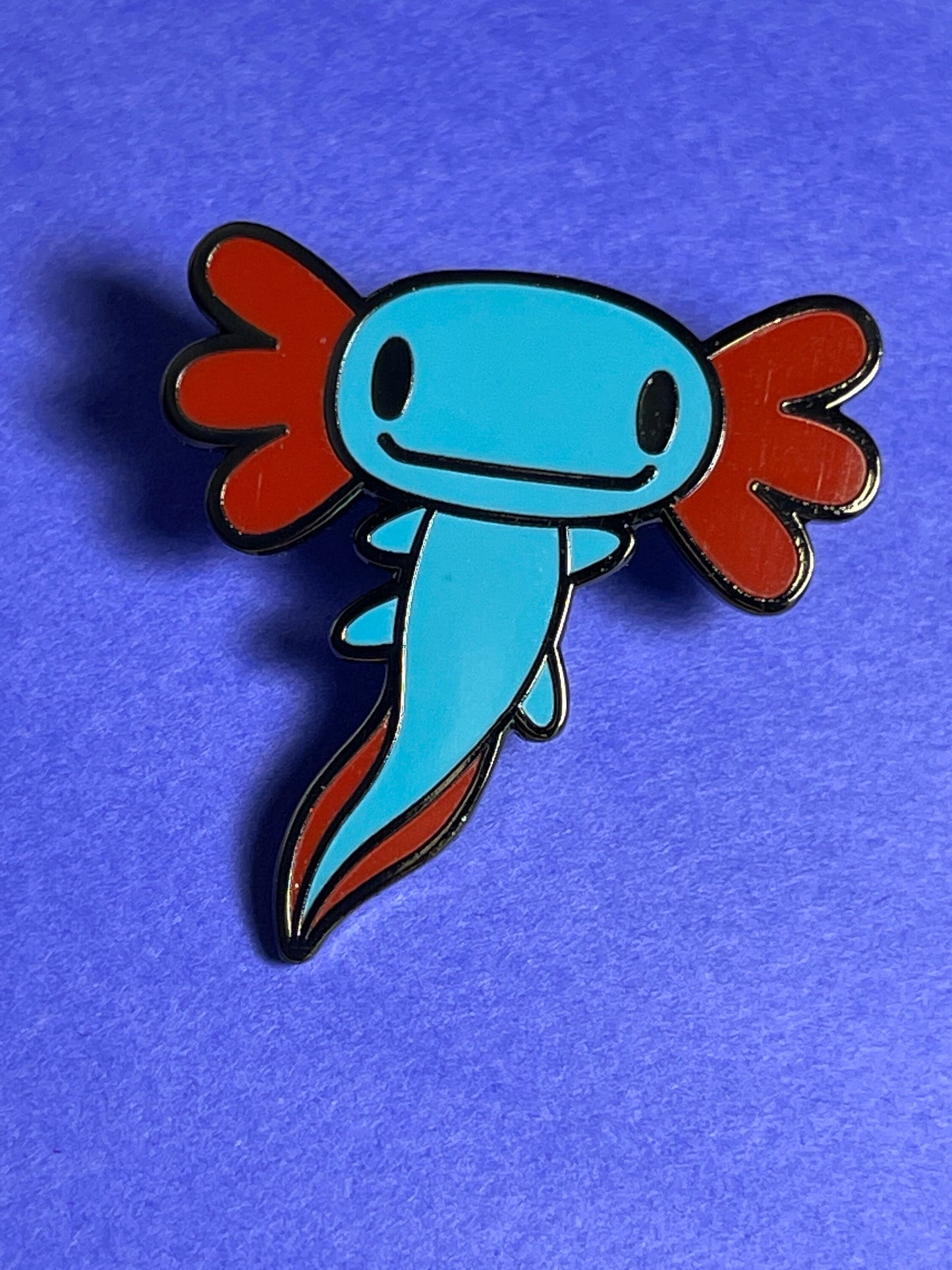 Axolotl Hard Enamel Pin - Blue/Red, cute axolotl, animal enamel pin, axolotl cartoon, lapel pin